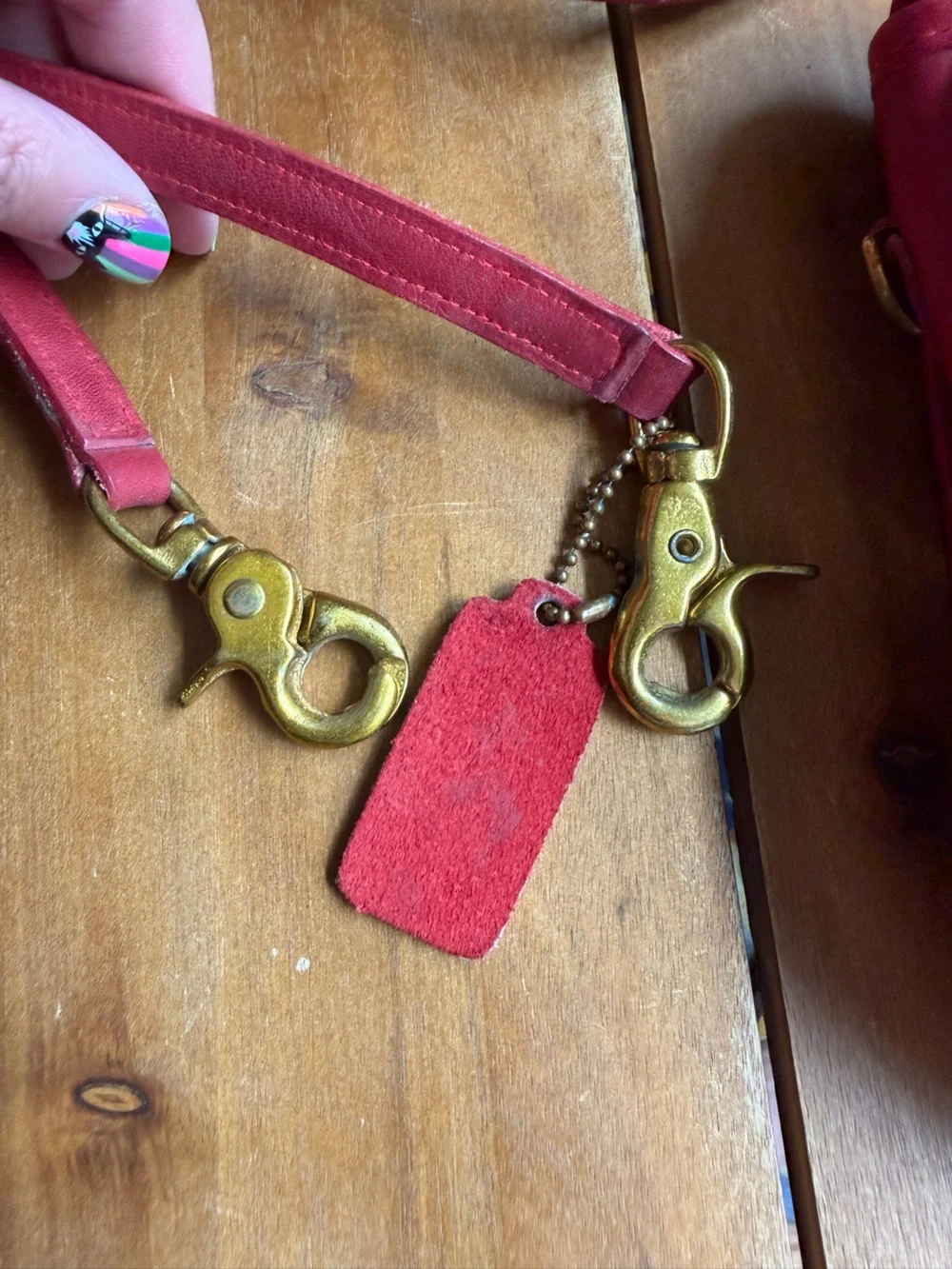 Vintage Coach Red Leather Shoulder Bag with Turn-Lock